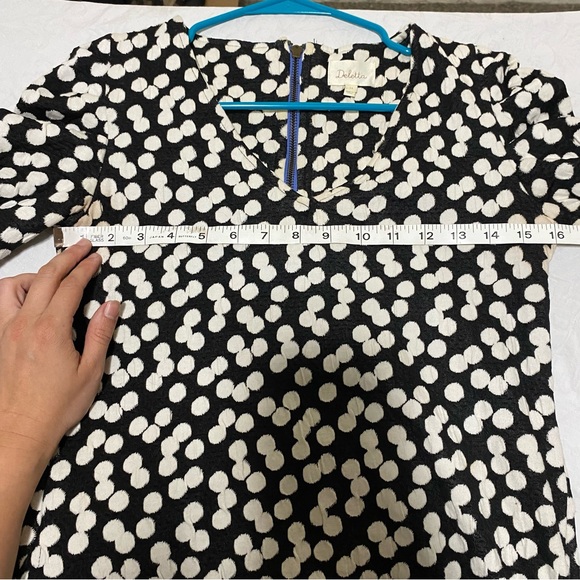 Gorgeous Deletta Anthropolgie Polka Dot Dress V Neck Blue Zipper XS - flaw - Picture 3 of 12